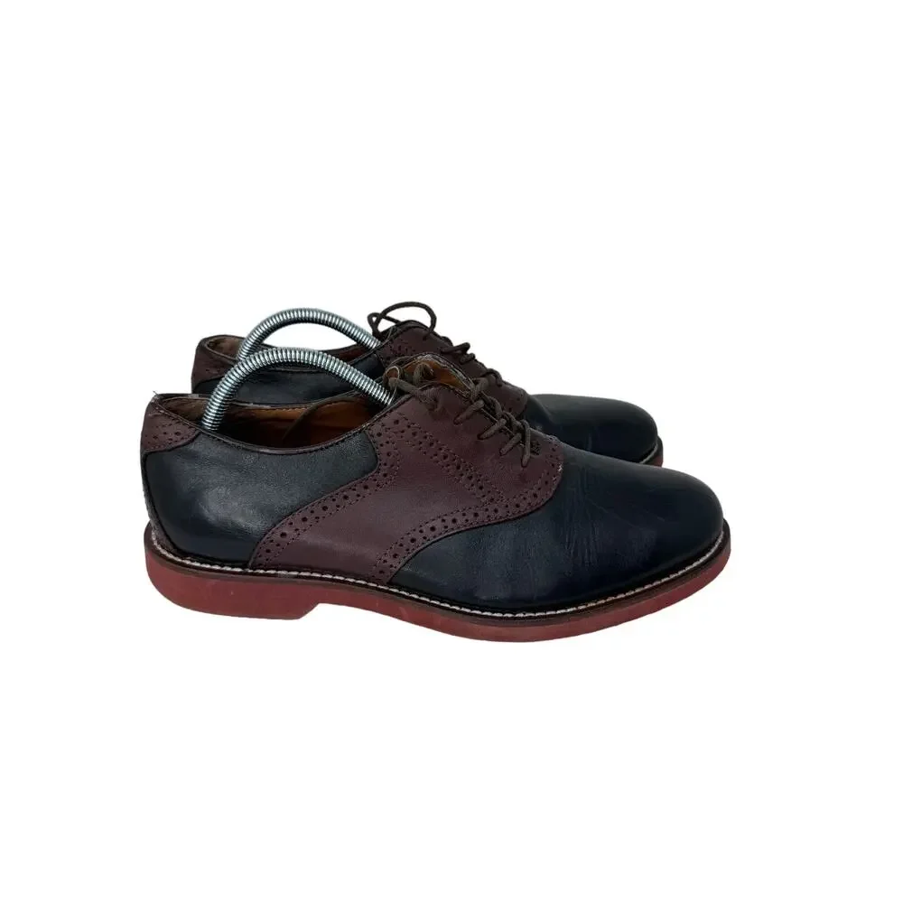 GH Bass Burlington Saddle Oxford Shoes Lace Up Leather Black Brown Mens Size 10D